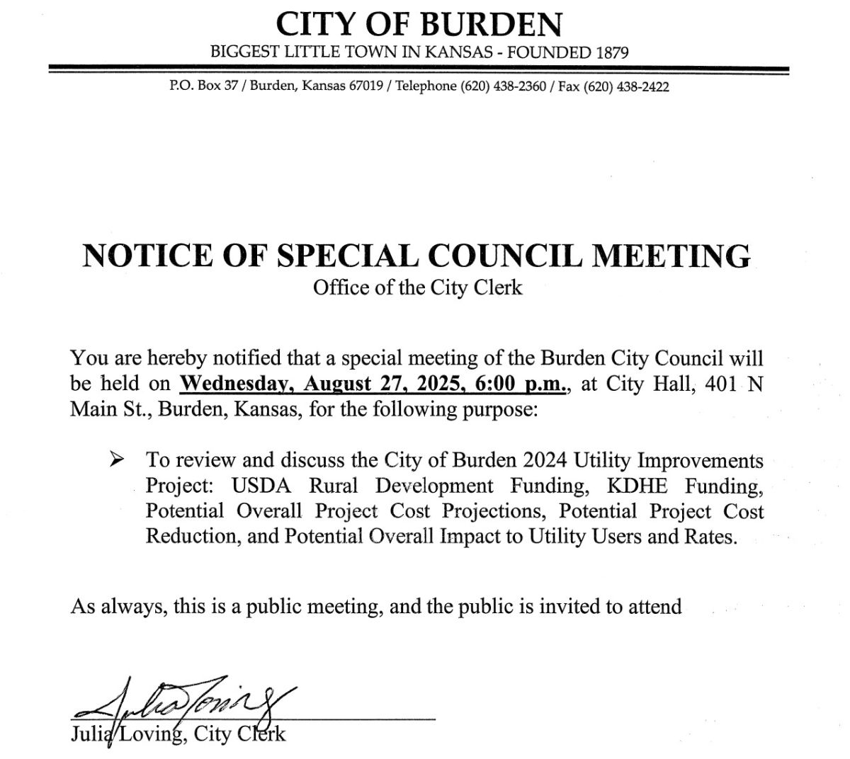 Notice of Special Meeting